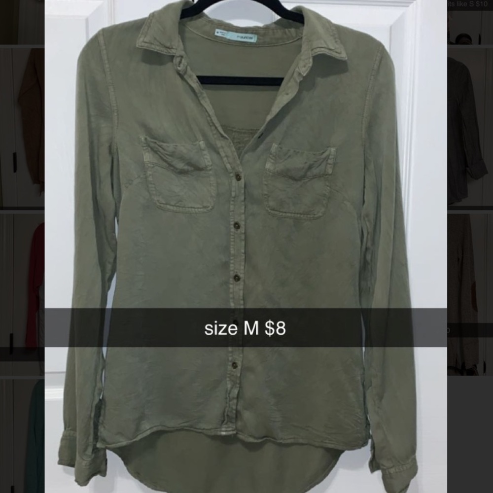 Green button down shirt